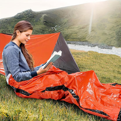 Portable Lightweight Emergency Sleeping Bag, Blanket, Tent - Thermal Bivy Sack For Camping, Hiking, And Outdoor Activities - Windproof And Waterproof Blanket For Survival