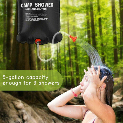 5 Gallon / 20L Camping Shower Portable Compact Solar Sun Heating Bath Bag Outdoor Travel