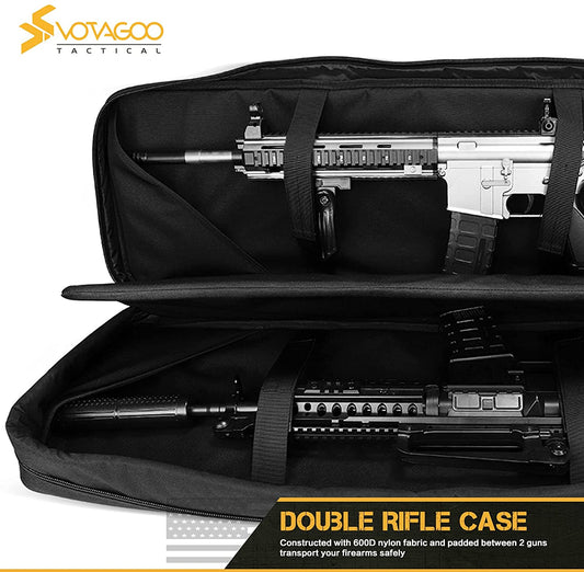 VOTAGOO Double Rifle Case Gun Bag, Safely Long-Barrel Firearm Transportation Cases  Locks, All-Weather Soft Tactical Range Bag For Shotgun Spacious Heavy Duty