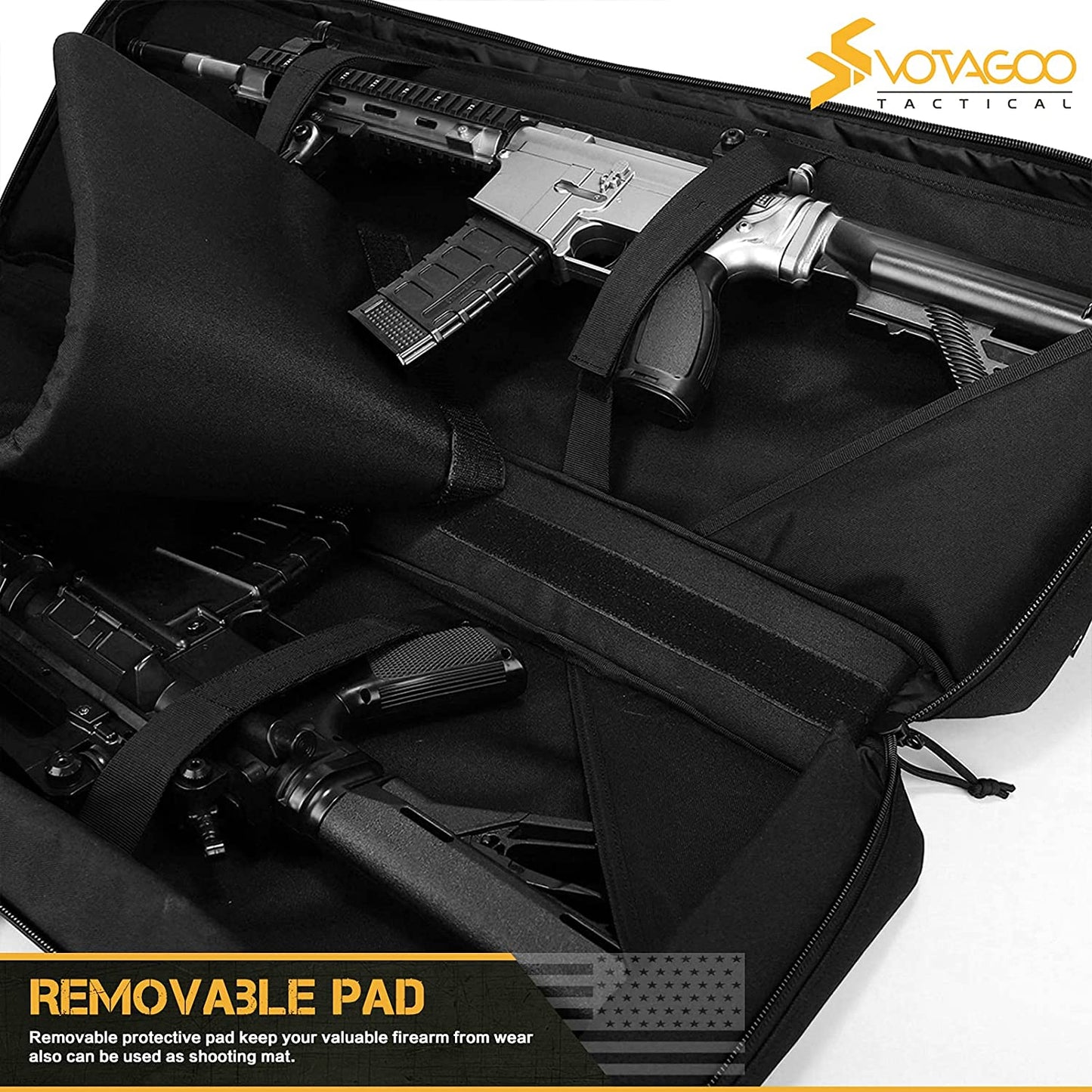 VOTAGOO Double Rifle Case Gun Bag, Safely Long-Barrel Firearm Transportation Cases  Locks, All-Weather Soft Tactical Range Bag For Shotgun Spacious Heavy Duty
