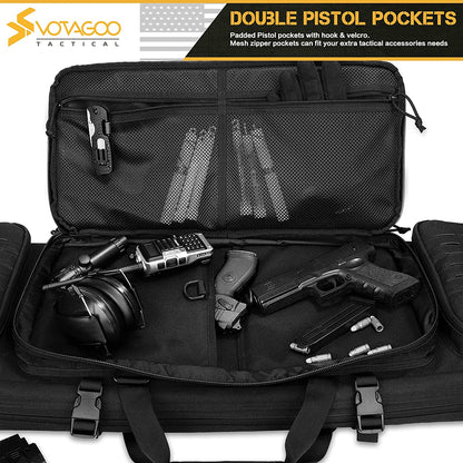 VOTAGOO Double Rifle Case Gun Bag, Safely Long-Barrel Firearm Transportation Cases  Locks, All-Weather Soft Tactical Range Bag For Shotgun Spacious Heavy Duty