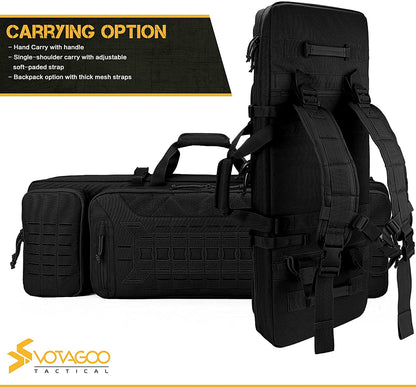 VOTAGOO Double Rifle Case Gun Bag, Safely Long-Barrel Firearm Transportation Cases  Locks, All-Weather Soft Tactical Range Bag For Shotgun Spacious Heavy Duty