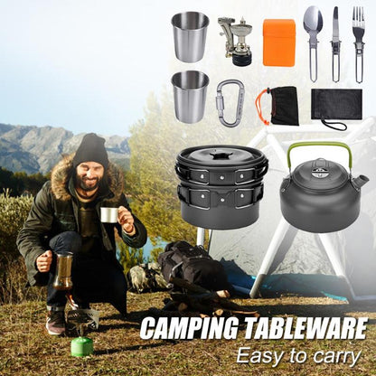 Portable camping cooker stove set