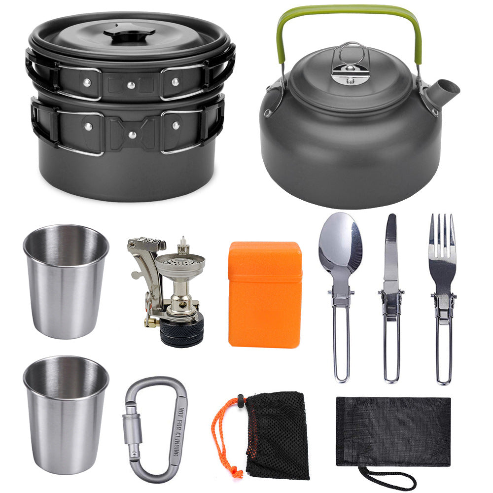 Portable camping cooker stove set