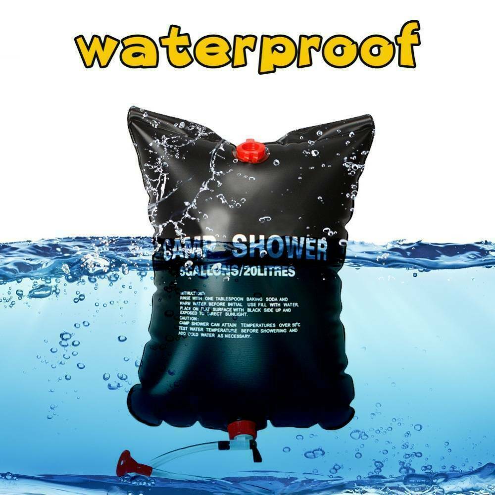 5 Gallon / 20L Camping Shower Portable Compact Solar Sun Heating Bath Bag Outdoor Travel