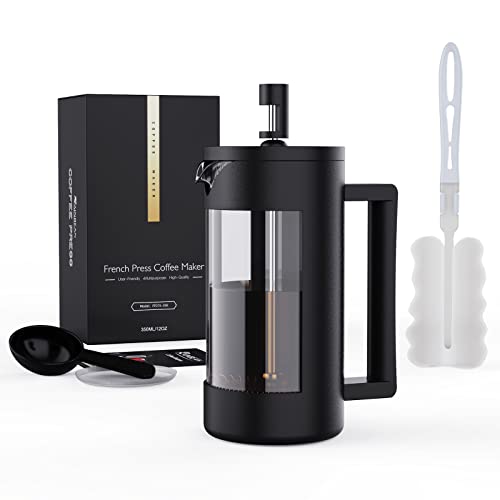 French Press Coffee Maker, Camping Plastic Glass French Coffee Press, Medium Size Tea And Frothed Milk Press,100 Percent BPA, Rust-Free And Dishwasher Safe,12 Oz & 21 Oz