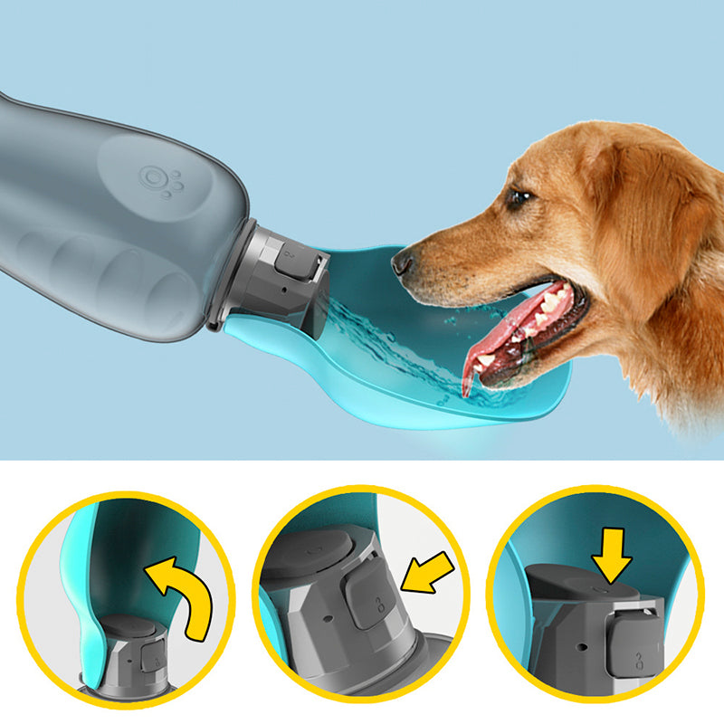 800ml Dogs Water Bottle - Portable High Capacity Leakproof Pet Foldable Drinking Bowl