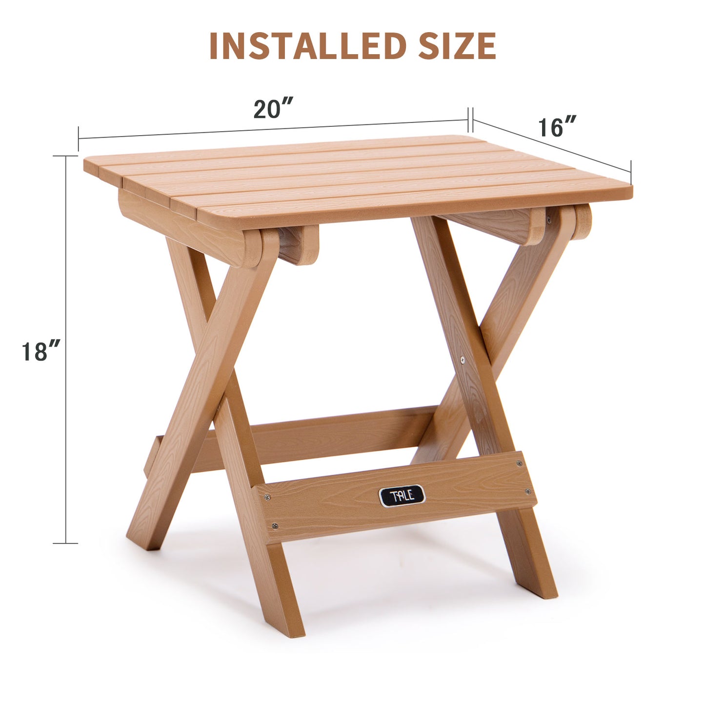 TALE Adirondack Portable Folding Side Table Square All-Weather And Fade-Resistant Plastic Wood Table Perfect For Outdoor Garden, Beach, Camping, Picnics