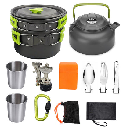 Portable camping cooker stove set