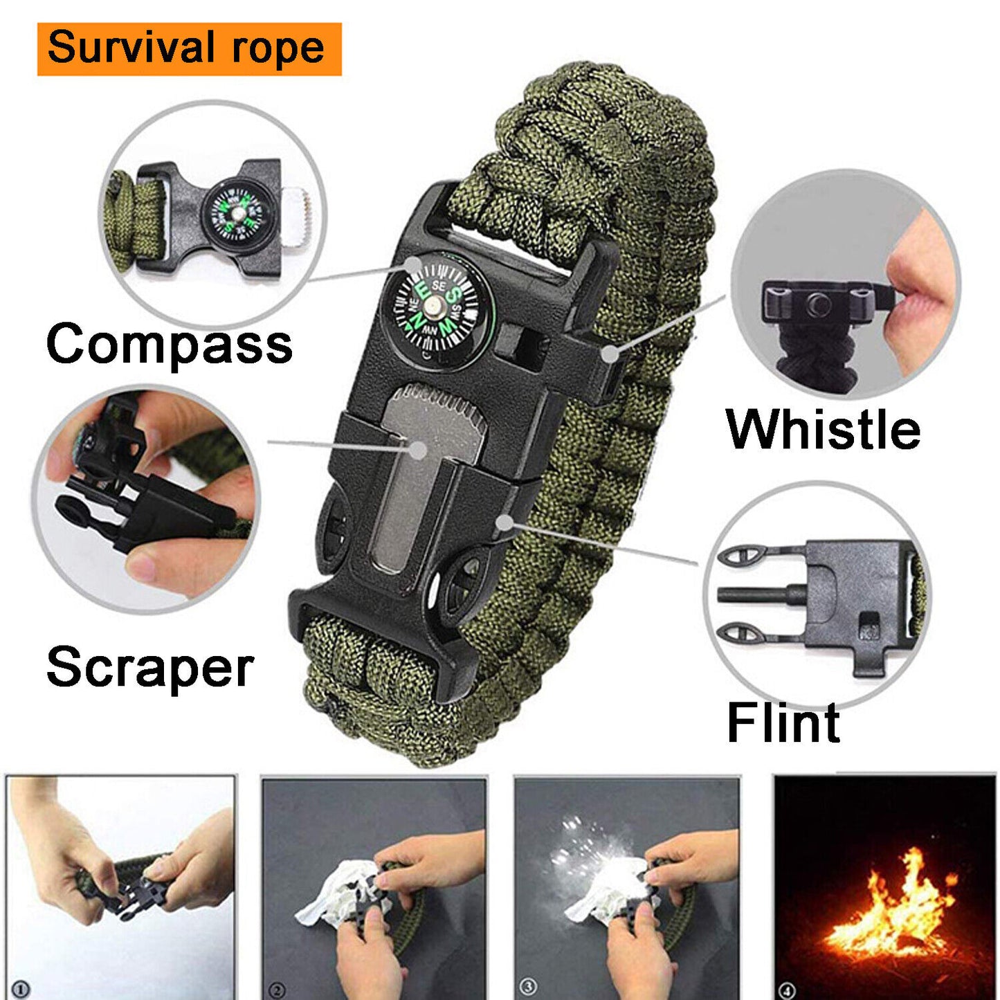14in1 Outdoor Emergency Survival Gear Kit - Camping Hiking Survival Gear Tools Kit Survival Gear And Equipment, Outdoor Fishing Hunting Camping Accessories