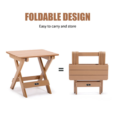 TALE Adirondack Portable Folding Side Table Square All-Weather And Fade-Resistant Plastic Wood Table Perfect For Outdoor Garden, Beach, Camping, Picnics