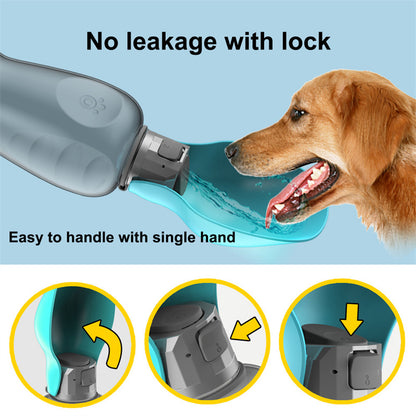 800ml Dogs Water Bottle - Portable High Capacity Leakproof Pet Foldable Drinking Bowl