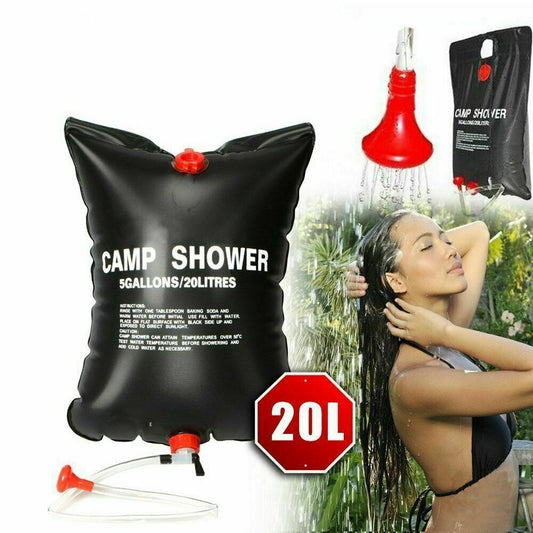 5 Gallon / 20L Camping Shower Portable Compact Solar Sun Heating Bath Bag Outdoor Travel