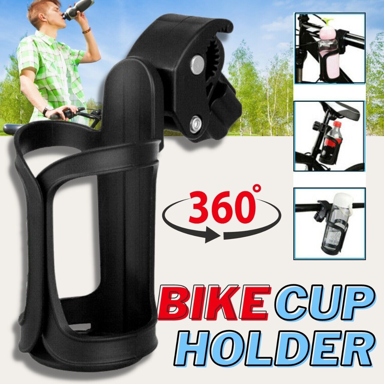 Bike Cup Holder - Cycling Beverage Water Bottle Cage Mount