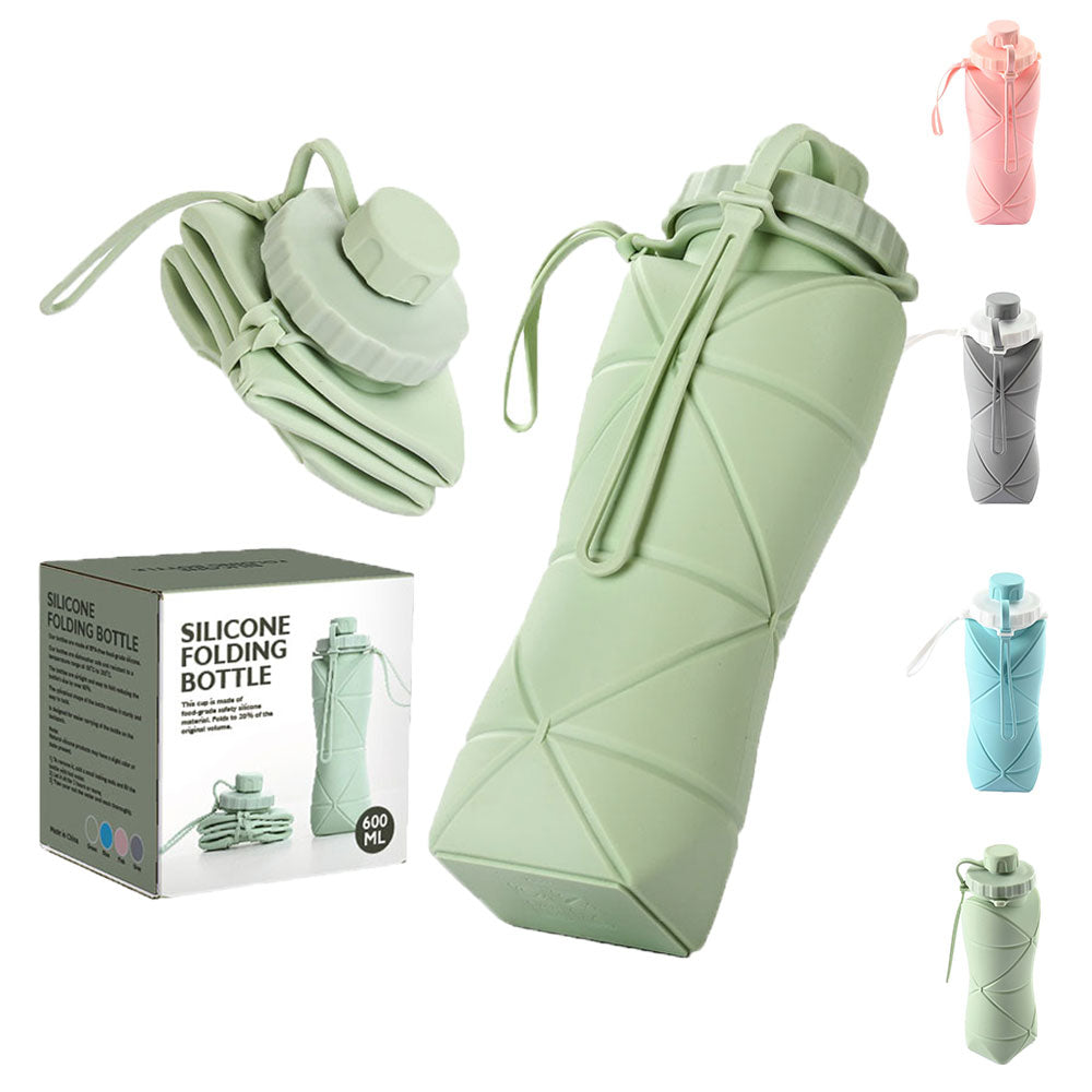 600ml Folding Silicone Water Bottle - Sports, Outdoor, Hiking, Traveling Portable Water Bottle