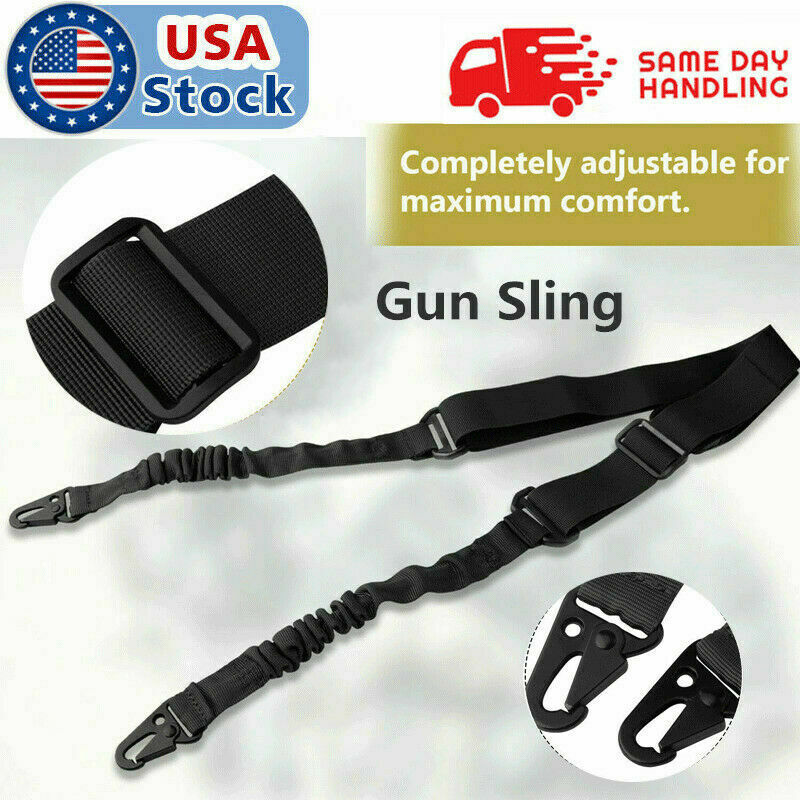 Tactical Rifle Sling Gun Shoulder Strap 2 Point Hooks One Single Strap Hunting