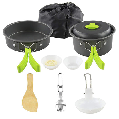 Portable camping cooker stove set