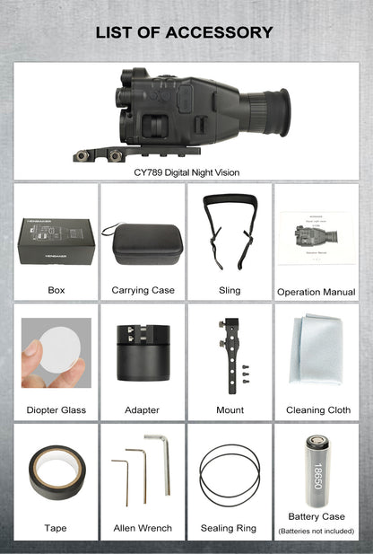HD Photography Digital Night Vision Instrument With Zoom & Rail Mount