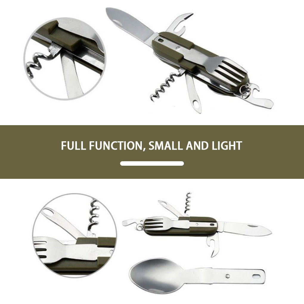 9 In1 Outdoor Combination Tableware Fork Spoon Stainless Steel