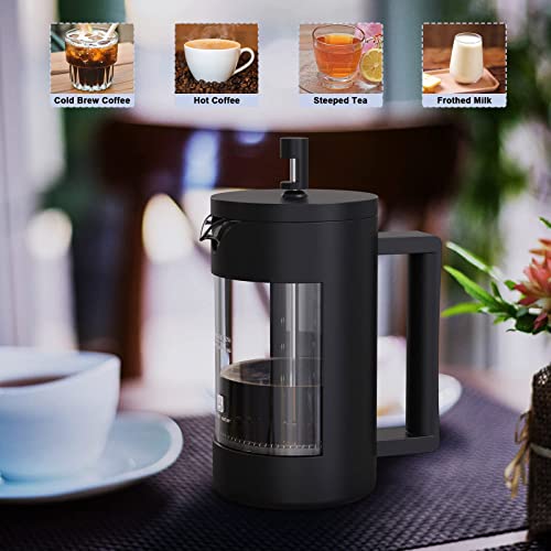 French Press Coffee Maker, Camping Plastic Glass French Coffee Press, Medium Size Tea And Frothed Milk Press,100 Percent BPA, Rust-Free And Dishwasher Safe,12 Oz & 21 Oz