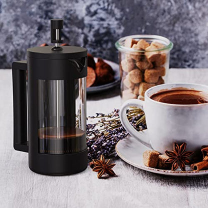 French Press Coffee Maker, Camping Plastic Glass French Coffee Press, Medium Size Tea And Frothed Milk Press,100 Percent BPA, Rust-Free And Dishwasher Safe,12 Oz & 21 Oz