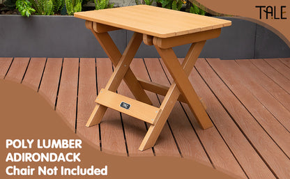 TALE Adirondack Portable Folding Side Table Square All-Weather And Fade-Resistant Plastic Wood Table Perfect For Outdoor Garden, Beach, Camping, Picnics